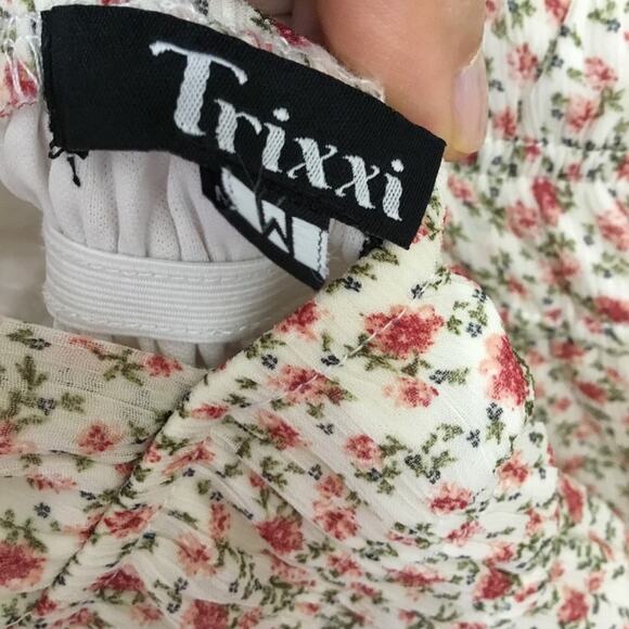 Trixxi Tan Floral-Print Chiffon Tiered Fit & Flare Dress - Picture 10 of 12